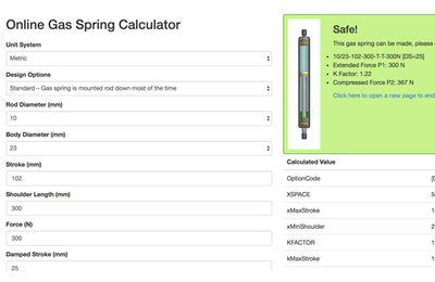 Custom Spring Size Calculator